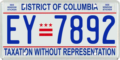 DC license plate EY7892