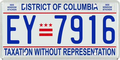 DC license plate EY7916