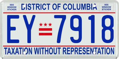 DC license plate EY7918