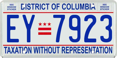 DC license plate EY7923