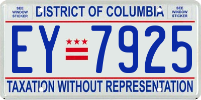 DC license plate EY7925