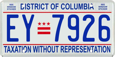 DC license plate EY7926