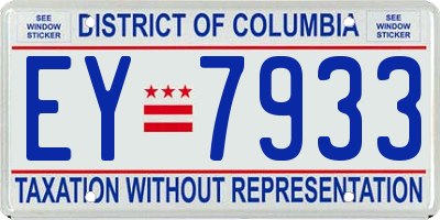 DC license plate EY7933