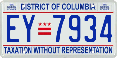 DC license plate EY7934