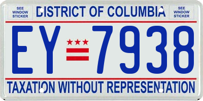 DC license plate EY7938