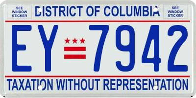 DC license plate EY7942