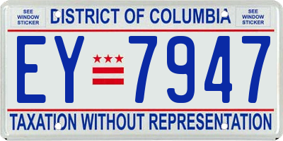 DC license plate EY7947