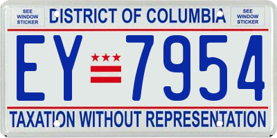 DC license plate EY7954