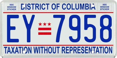 DC license plate EY7958