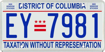 DC license plate EY7981