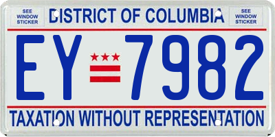 DC license plate EY7982