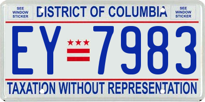 DC license plate EY7983