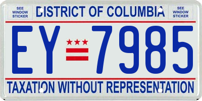 DC license plate EY7985