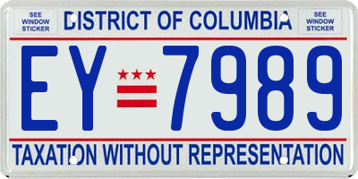 DC license plate EY7989