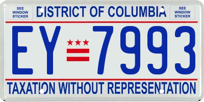 DC license plate EY7993