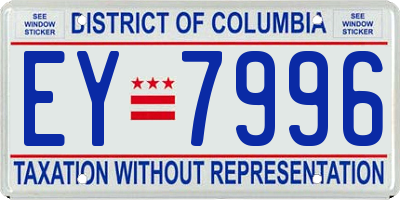 DC license plate EY7996