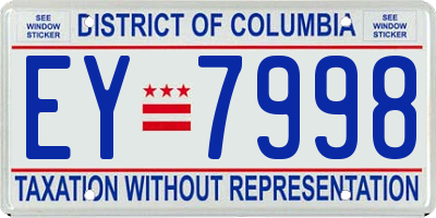 DC license plate EY7998