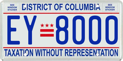 DC license plate EY8000