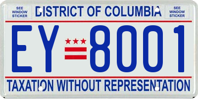 DC license plate EY8001