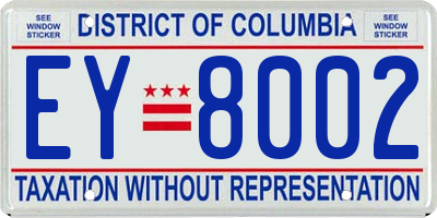 DC license plate EY8002