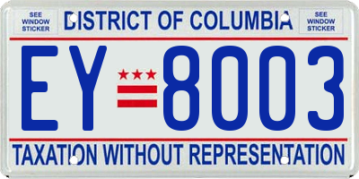 DC license plate EY8003