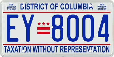 DC license plate EY8004