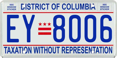 DC license plate EY8006