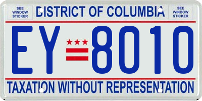 DC license plate EY8010