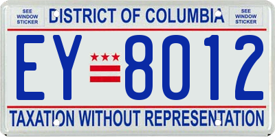 DC license plate EY8012