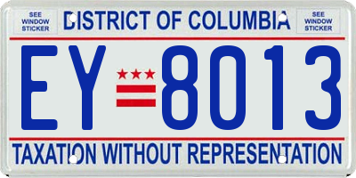 DC license plate EY8013