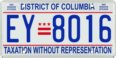 DC license plate EY8016