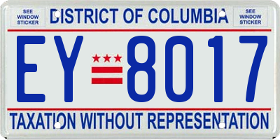 DC license plate EY8017