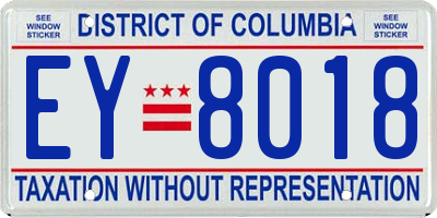 DC license plate EY8018