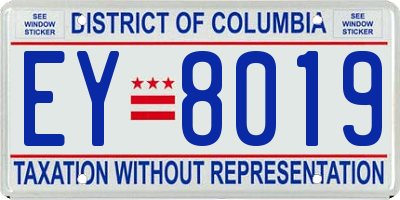 DC license plate EY8019