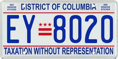 DC license plate EY8020