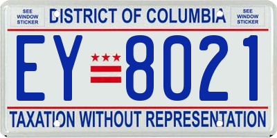 DC license plate EY8021