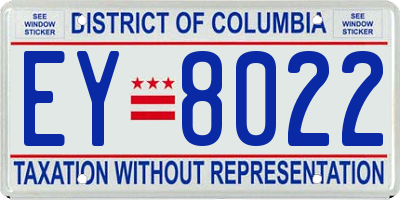 DC license plate EY8022