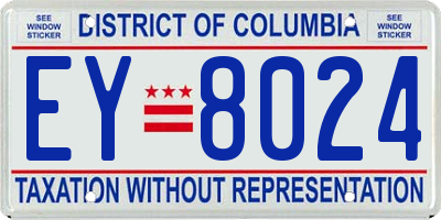 DC license plate EY8024