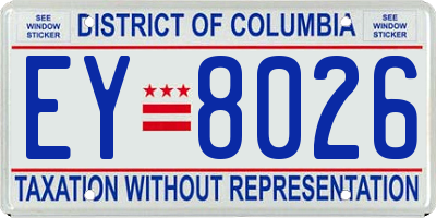 DC license plate EY8026