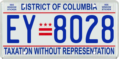 DC license plate EY8028