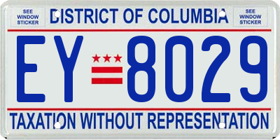 DC license plate EY8029