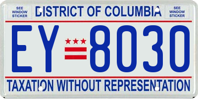 DC license plate EY8030