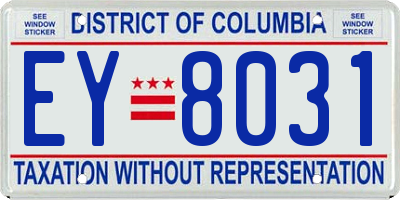 DC license plate EY8031