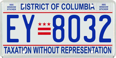 DC license plate EY8032