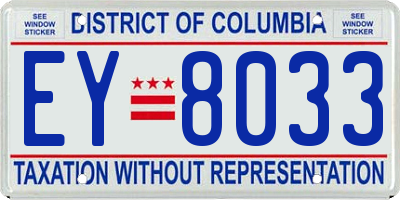 DC license plate EY8033