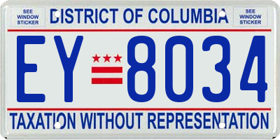 DC license plate EY8034