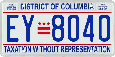 DC license plate EY8040