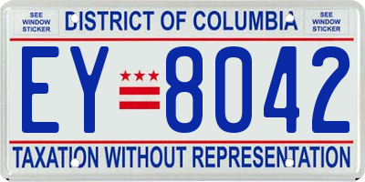 DC license plate EY8042