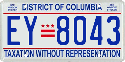 DC license plate EY8043