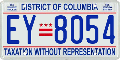 DC license plate EY8054